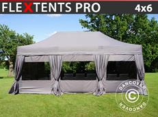 Pop up gazebo FleXtents PRO 4x6 m Latte, incl. 8 sidewalls & decorative curtains