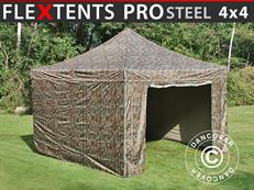 Pop up gazebo FleXtents PRO Steel 4x4 m Camouflage/Military, incl. 4 sidewalls ONLY 2 PCS. LEFT