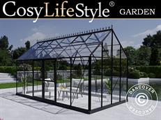 Orangery, greenhouse glass 13.3 m², 4.45x2.99x2.95 m w/Base and cresting, Black