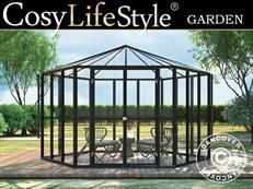 Orangery Hexagonal glass 8.42 m², 3.12x3.6x2.42 m, Black