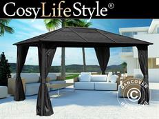 Gazebo San Luis w/curtains and mosquito net, 3x4 m, Black ONLY 2 PCS. LEFT