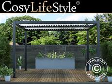 Bioclimatic pergola gazebo San Pablo Alu+, 4x4 m, Black/White
