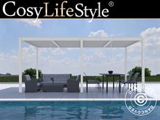 Bioclimatic pergola gazebo San Pablo Alu+, 3x5.8 m, White