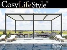 Bioclimatic pergola gazebo San Pablo Alu+, 3x5.8 m, Black/White