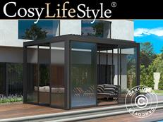 Bioclimatic pergola gazebo San Pablo Alu+ w/sliding doors, 4x4 m, Black