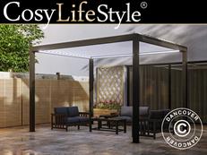 Bioclimatic pergola gazebo Génova w/LED Light, 4x4 m, Anthracite/White