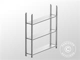 Système d'étagère/rack de stockage avec 3 tablettes, 1,8x0,4x2m, GUARDI, Argent