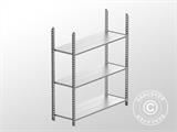 Système d'étagère/rack de stockage avec 3 tablettes, 2,16x0,6x2m, GUARDI, Argent