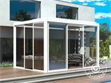 Sliding door set w/glass for pergola San Pablo, 3 m, White