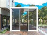 Sliding door set w/glass for pergola San Pablo, 3 m, White