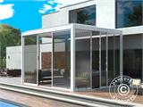 Sliding door set w/glass for pergola San Pablo, 3 m, White