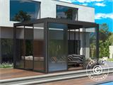 Sliding door set w/glass for pergola San Pablo, 4 m, Black