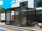 Sliding door set w/glass for pergola San Pablo, 4 m, Black