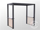 Set de vallas laterales de pérgola para barbacoa San Juan, Negro/Aspecto madera, 2 unidades