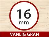 Redskapsbod mot vegg laget av tre, 2,34x0,95x1,89m, 2,2m², naturlig