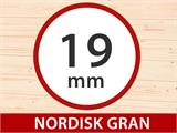 Redskabsskur i træ Moss m/udhæng, 3,2x2x2,28m, 19mm, Natur