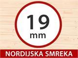 Drvena šupa Moss s nadstrešnicom, 3,2x2x2,28m, 19mm, Prirodna