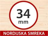 Drvena Šupa, koliba Riga 4,25x2,8x2,22m, 34mm, Svijetlo siva