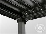 Bioklimatisk pergola-paviljong Monterey, 3x6m, m/gardiner og myggnett, Svart