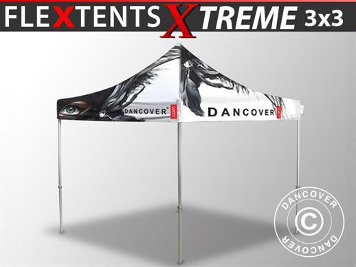 Gazebo pieghevole FleXtents Xtreme 50 con completa stampa digitale, 3x3m