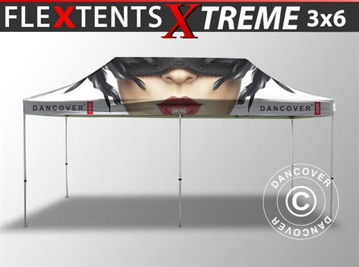 Gazebo pieghevole FleXtents Xtreme 50 con completa stampa digitale, 3x6m