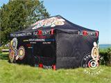 Gazebo pieghevole FleXtents Xtreme 50 con completa stampa digitale, 3x6m, incl. 4 pareti laterali