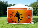 Gazebo pieghevole FleXtents Xtreme 50 con completa stampa digitale, 4x4m, incl. 4 pareti laterali