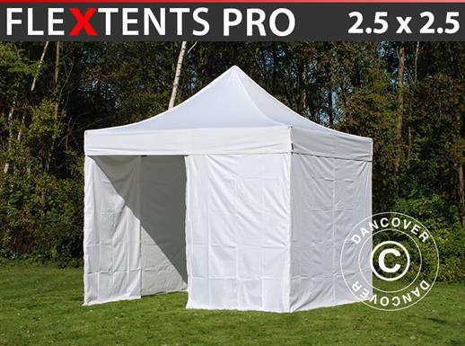 Pop up gazebo FleXtents PRO 2.5x2.5 m White, incl. 4 sidewalls