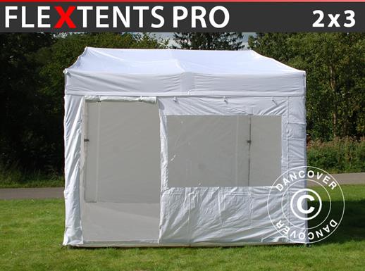 Pop up gazebo FleXtents PRO Trapezo 2x3 m White, incl. 4 sidewalls