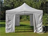 Tente Pliante FleXtents PRO Vintage Style 4x8m Blanc, avec 6 cotés