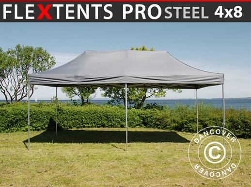 Faltzelt FleXtents PRO Steel 4x8m Grau