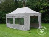 Faltzelt FleXtents PRO Steel "Peaked" 4x8m Latte, mit 6 Seitenwänden