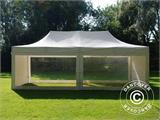 Faltzelt FleXtents PRO Steel 4x8m Weiß, Flammenhemmend, mit 6 Seitenwänden