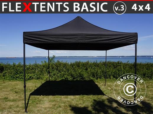 Pop up gazebo FleXtents Basic v.3, 4x4 m Black