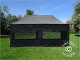 Tente pliante FleXtents PRO Steel 3x6m Noir, avec 6 cotés