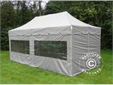 Faltzelt FleXtents PRO Steel "Peaked" 3x6m Latte, mit 6 Seitenwänden