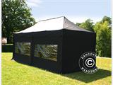 Faltzelt FleXtents PRO Steel 3x6m Schwarz, Flammenhemmend, mit 6 Seitenwänden