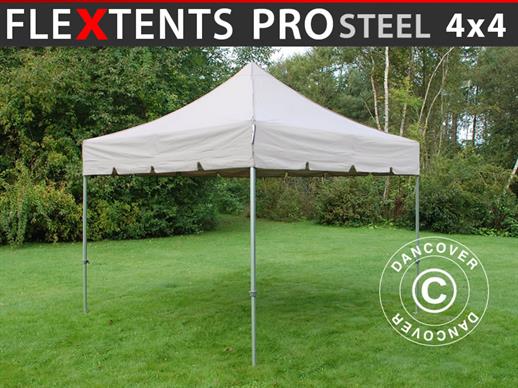 Faltzelt FleXtents PRO Steel "Peaked" 4x4m Latte