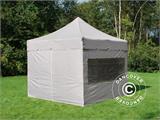 Tente Pliante FleXtents PRO Steel "Peaked" 4x4m Latte, avec 4 cotés