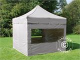 Tente Pliante FleXtents PRO Steel "Peaked" 4x4m Latte, avec 4 cotés