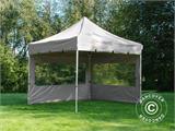 Faltzelt FleXtents PRO Steel "Peaked" 4x4m Latte, mit 4 Seitenwänden