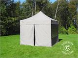 Tente Pliante FleXtents PRO Steel "Peaked" 4x4m Latte, avec 4 cotés