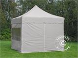 Tente Pliante FleXtents PRO Steel "Peaked" 4x4m Latte, avec 4 cotés