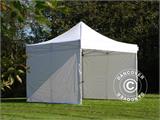 Gazebo pieghevole FleXtents PRO Steel 4x4m Bianco, Ignifugo, inclusi 4 fianchi