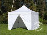 Gazebo pieghevole FleXtents PRO Steel 4x4m Bianco, Ignifugo, inclusi 4 fianchi