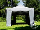 Faltzelt FleXtents PRO Steel 4x6m Grau, mit 8 Seitenwänden