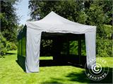 Faltzelt FleXtents PRO Steel 4x6m Grau, mit 8 Seitenwänden