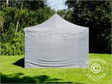 Pop up gazebo FleXtents PRO Steel 4x6 m Grey, incl. 8 sidewalls