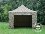 Pop up gazebo FleXtents PRO Steel 4x6 m Camouflage/Military, incl. 8 sidewalls