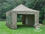 Faltzelt FleXtents PRO Steel 4x6m Camouflage, mit 8 Seitenwänden